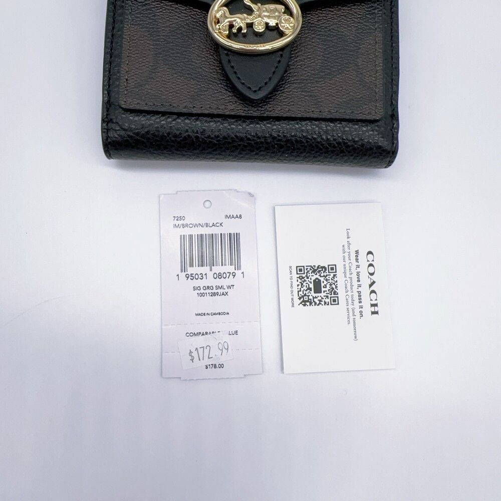 Coach 7250 Georgie Small Wallet In Signature Canvas Coin Card NWT Leather - Picture 7 of 7